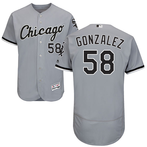 White Sox #58 Miguel Gonzalez Grey Flexbase Authentic Collection Stitched Baseball Jerseys