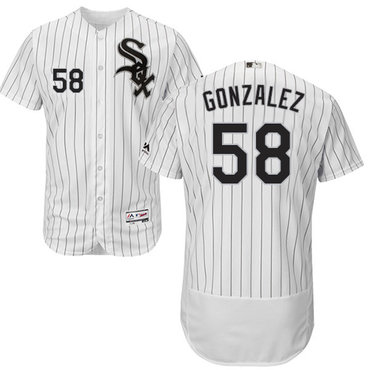 White Sox #58 Miguel Gonzalez White(Black Strip) Flexbase Authentic Collection Stitched Baseball Jerseys
