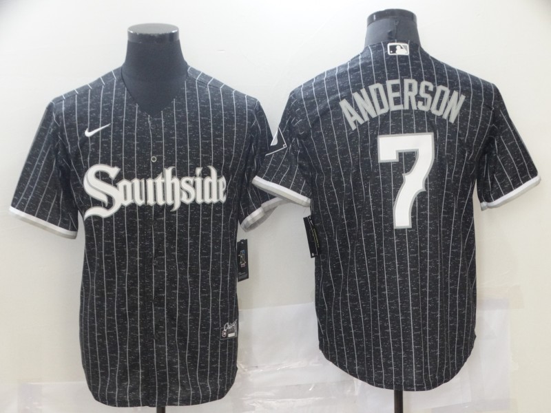White Sox #7 Tim Anderson Nike  Black 2021 City Connect Cool Base Jersey