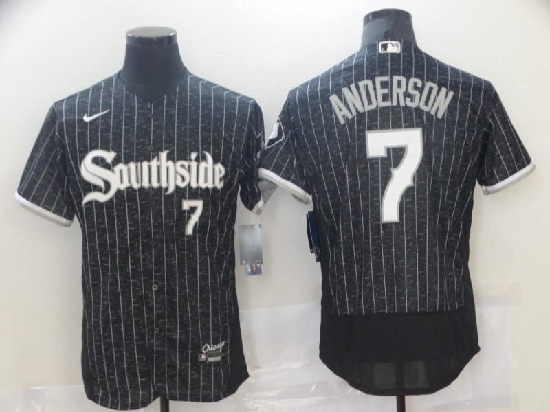 White Sox #7 Tim Anderson Nike  Black 2021 City Connect Flexbase Jersey