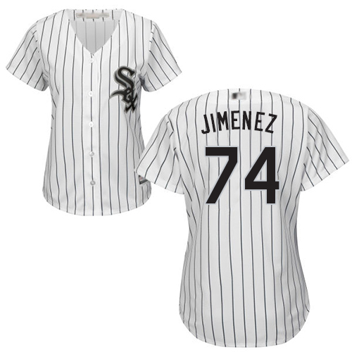 White Sox #74 Eloy Jimenez White(Black Strip) Home Women's Stitched Baseball Jersey White Sox #74 Eloy Jimenez White(Black Strip) Home Women's Stitched Baseball Jersey