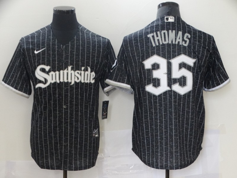 White Sox 35 Frank Thomas Black 2021 City Connect Cool Base Jersey