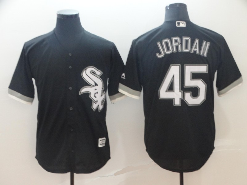 White Sox 45 Michael Jordan Black Cool Base Jersey