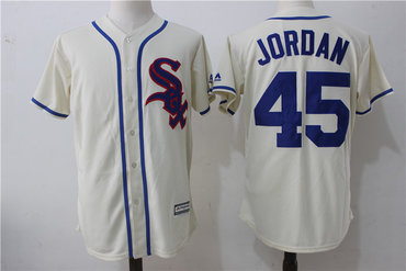 White Sox 45 Michael Jordan Cream Cool Base Jersey