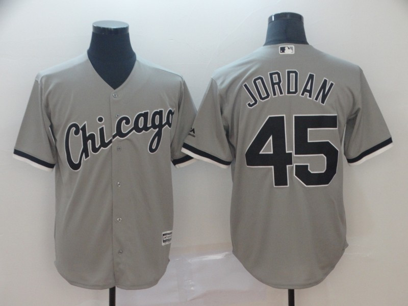 White Sox 45 Michael Jordan Gray Cool Base Jersey