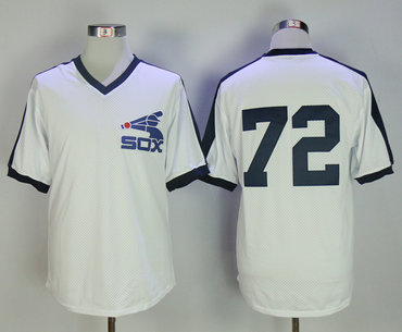 White Sox 72 Carlton Fisk Mitchell & Ness White Mesh Batting Practice Jersey