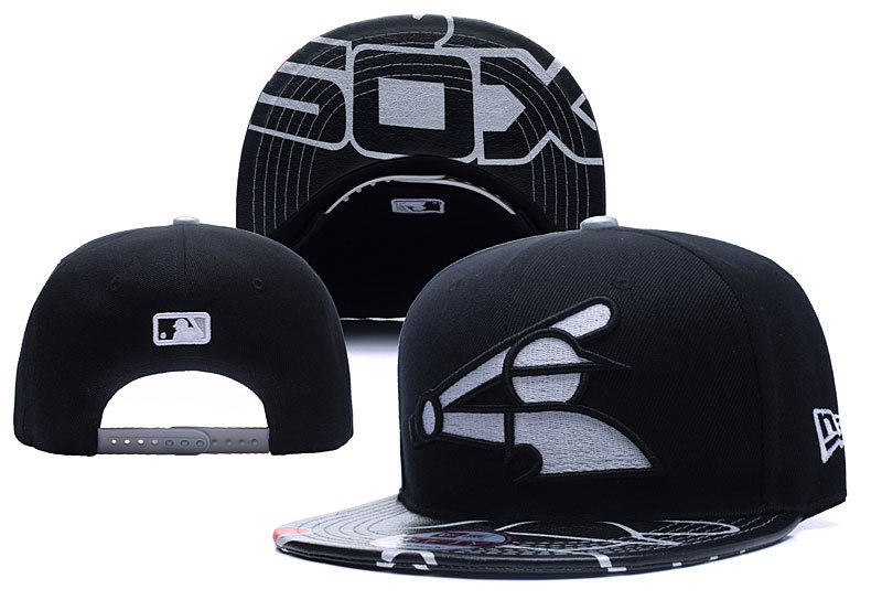 White Sox Team Logo Black Adjustable Hat YD