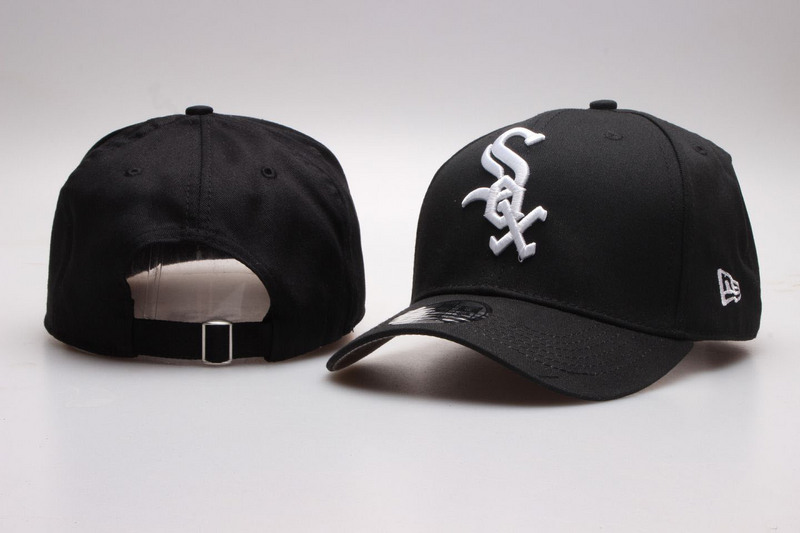White Sox Team Logo Black Adjustable Hat YP