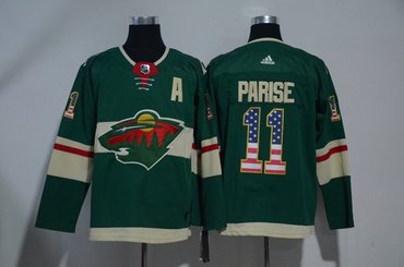 Wild 11 Zach Parise Green USA Flag Adidas Jersey Wild 11 Zach Parise Green USA Flag Adidas Jersey