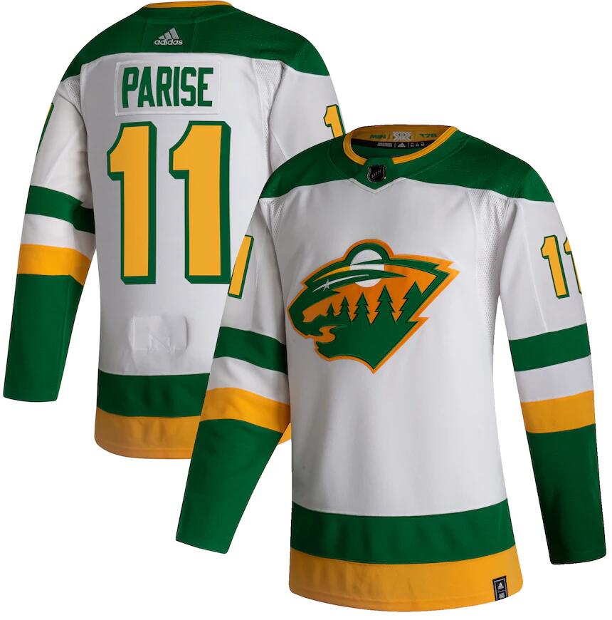Wild 11 Zach Parise White 2020-21 Reverse Retro Adidas Jersey