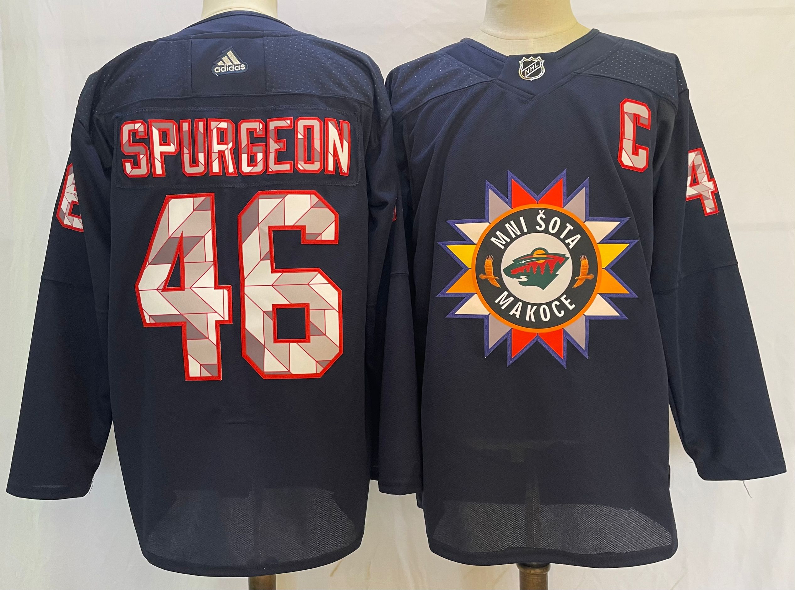 Wild 46 Jared Spurgeon Navy 2022 Adidas Jersey Wild 46 Jared Spurgeon Navy 2022 Adidas Jersey