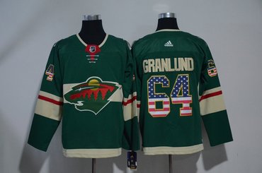 Wild 64 Mikael Granlund Green USA Flag Adidas Jersey Wild 64 Mikael Granlund Green USA Flag Adidas Jersey