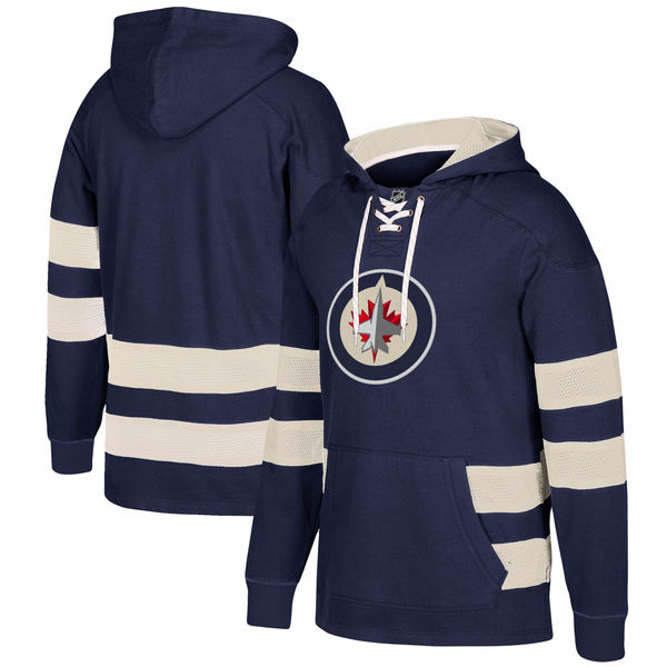 Winnipeg Jets Navy Men's Customized All Stitched Hooded Sweatshirt Winnipeg Jets Navy Men's Customized All Stitched Hooded Sweatshirt