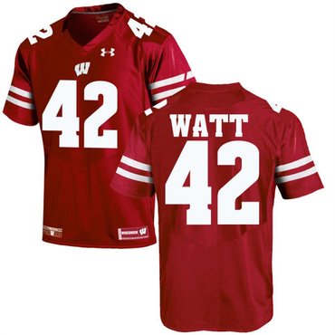 Wisconsin Badgers #42 T.J. Watt Red Under Armour Stitched NCAA Jersey