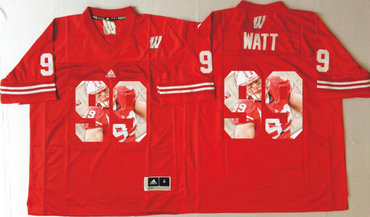 Wisconsin Badgers 99 J.J. Watt Red Portrait Number College Jersey