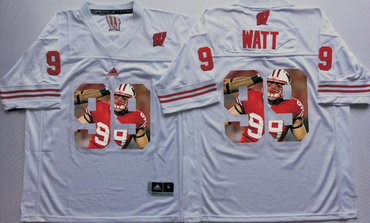 Wisconsin Badgers 99 J.J. Watt White Portrait Number College Jersey