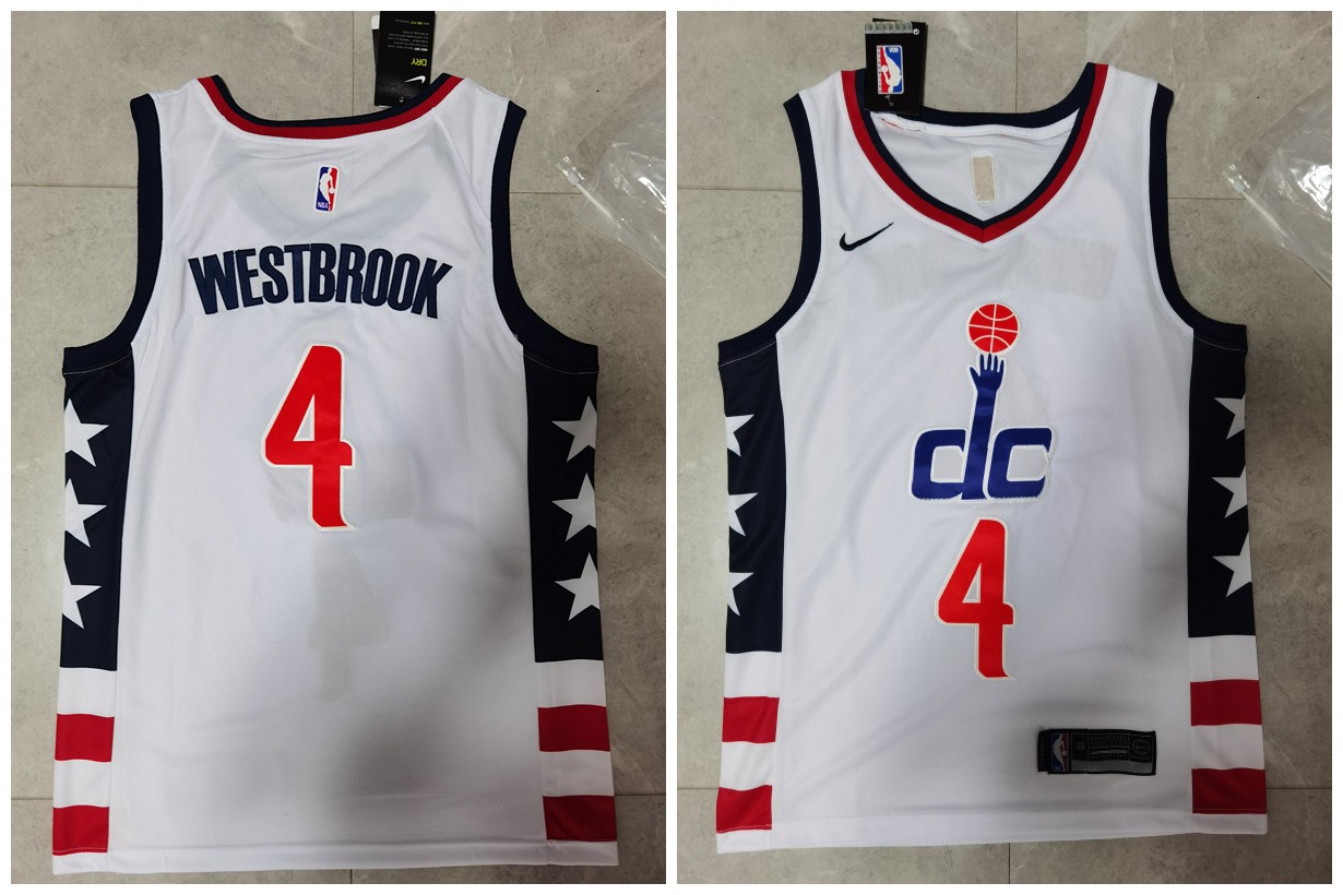 Wizards 4 Russell Westbrook White City Edition Nike Swingman Jersey