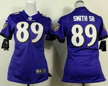 Womem's Nike Ravens #89 Steve Smith Sr Purple Team Color NFL New Elite Jersey