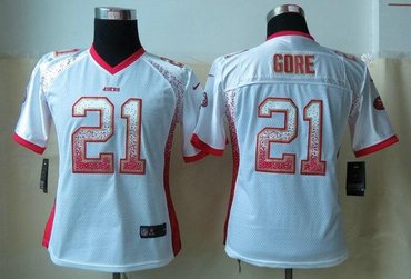 Women 2013 NEW NEW San Francisco 49ers 21 Frank Gore Drift Fashion White Elite Jerseys