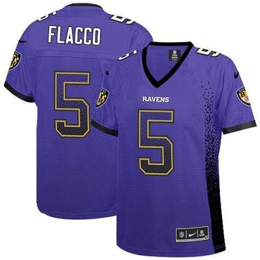 Women 2013 New Baltimore Ravens #5 Joe Flacco Purple Team Color Drift Fashion Elite Jerseys