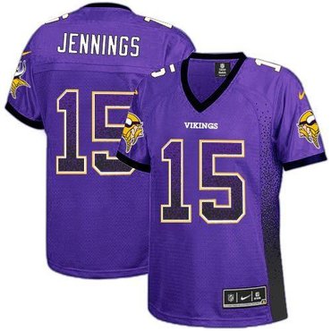 Women 2013 New Minnesota Vikings #15 Greg Jennings Purple Team Color Drift Fashion Elite Jerseys