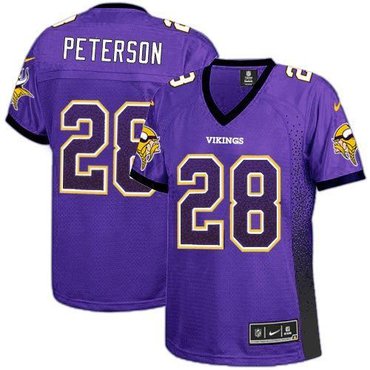 Women 2013 New Minnesota Vikings #28 Adrian Peterson Purple Team Color Drift Fashion Elite Jerseys