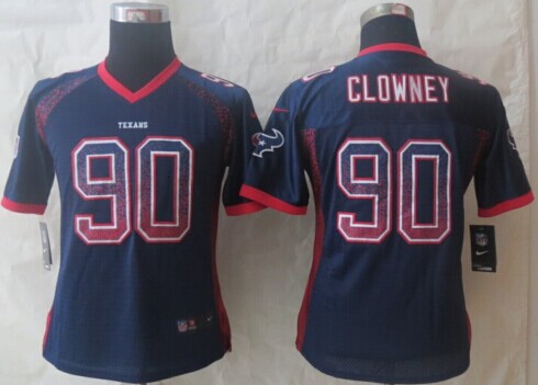 Women 2014 NEW Houston Texans #90 Jadeveon Clowney Drift Fashion Blue Elite Jerseys