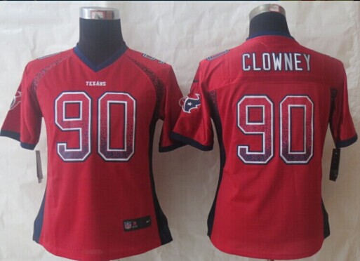 Women 2014 NEW Houston Texans #90 Jadeveon Clowney Drift Fashion Red Elite Jerseys