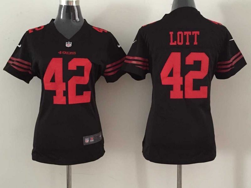 Women 2015 NEW San Francisco 49ers #42 Ronnie Lott Black Jerseys