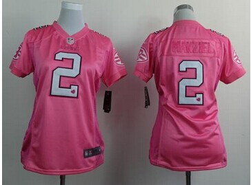Women''s NEW Browns #2 Johnny Manziel Pink Be Luv''d Stitched NFL New Elite Jersey