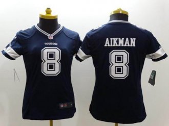 Women''s Nike Cowboys #8 Troy Aikman Navy Blue Team Color NFL Limited Jersey