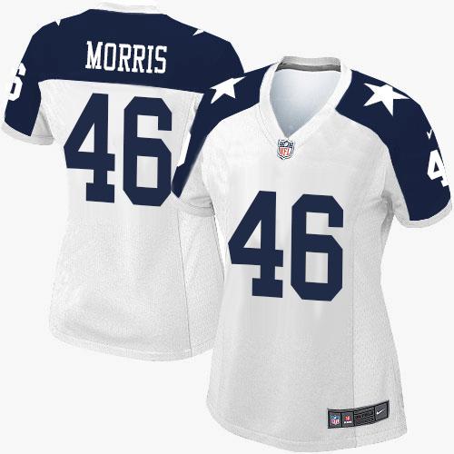 Women's  Nike Cowboys #46 Alfred Morris White Thanksgiving Stitched NFL Throwback Elite Jersey
