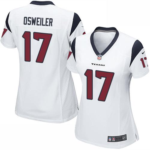 Women's  Nike Texans #17 Brock Osweiler White Stitched NFL Elite Jersey
