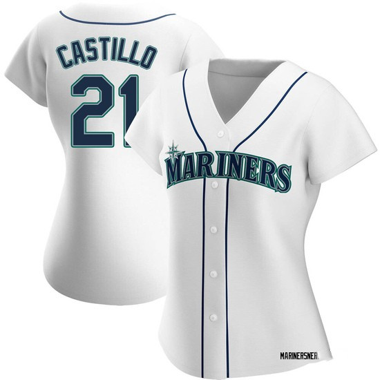 Women's Seattle Mariners #21 Luis Castillo Authentic White Alternate Jerseys Women's Seattle Mariners #21 Luis Castillo Authentic White Alternate Jerseys