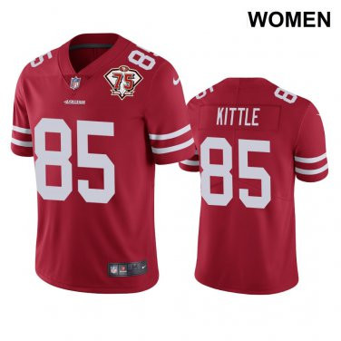 Women's 49ers #85 George Kittle Red 75th Anniversary Jersey Women's 49ers #85 George Kittle Red 75th Anniversary Jersey