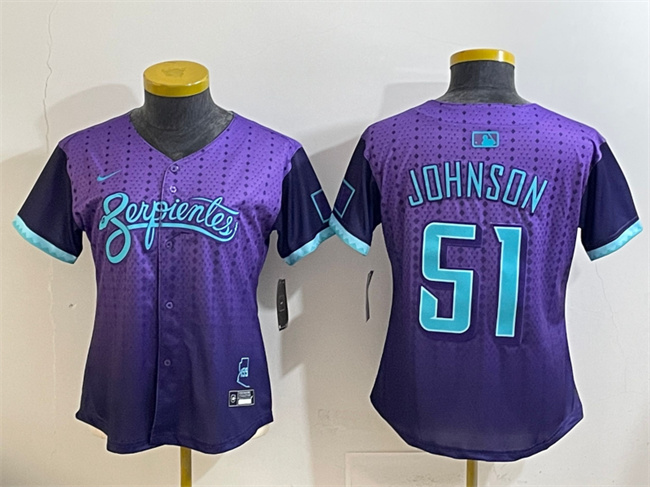 Women's Arizona Diamondbacks #51 Randy Johnson Purple 2025 City Connect Limited Stitched Baseball Jersey(Run Small) Women's Arizona Diamondbacks #51 Randy Johnson Purple 2025 City Connect Limited Stitched Baseball Jersey(Run Small)