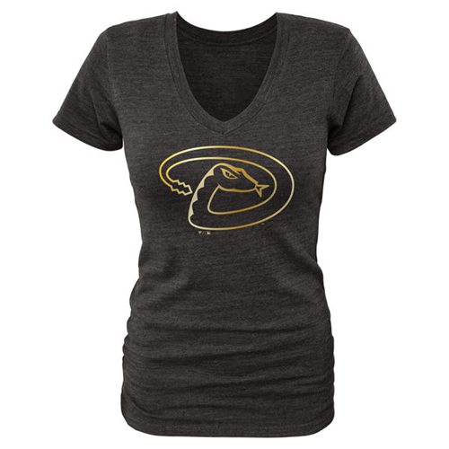 Women's Arizona Diamondbacks Fanatics Apparel Gold Collection V-Neck Tri-Blend T-Shirt Black Women's Arizona Diamondbacks Fanatics Apparel Gold Collection V-Neck Tri-Blend T-Shirt Black
