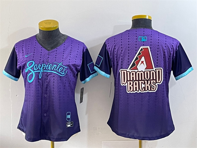 Women's Arizona Diamondbacks Team Big Logo Purple 2025 City Connect Limited Stitched Baseball Jersey(Run Small) Women's Arizona Diamondbacks Team Big Logo Purple 2025 City Connect Limited Stitched Baseball Jersey(Run Small)