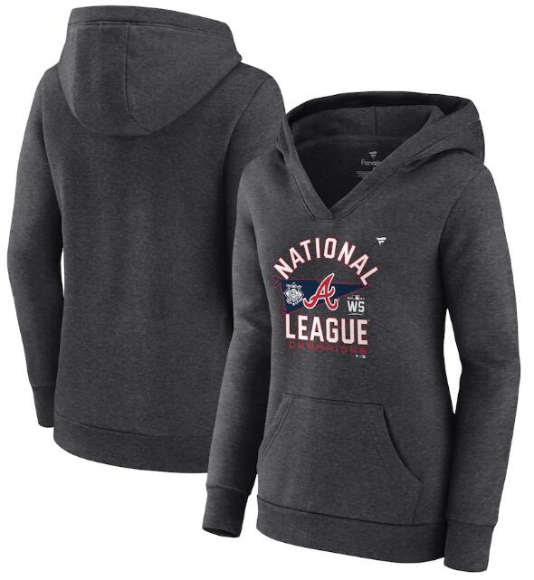 Women's Atlanta Braves 2021 Heathered Charcoal American League Champions Locker Room Pullover Hoodie(Run Small) Women's Atlanta Braves 2021 Heathered Charcoal American League Champions Locker Room Pullover Hoodie(Run Small)