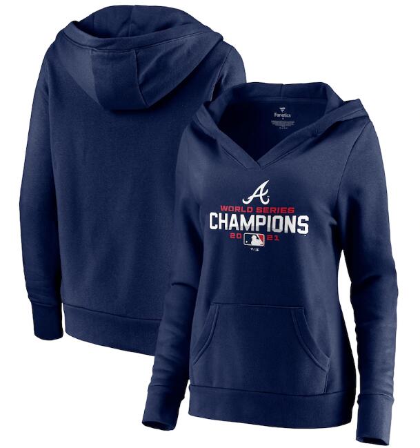 Women's Atlanta Braves 2021 Navy World Series Champions Crossover Neck Pullover Hoodie(Run Small) Women's Atlanta Braves 2021 Navy World Series Champions Crossover Neck Pullover Hoodie(Run Small)