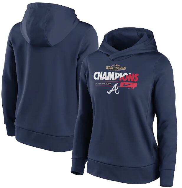 Women's Atlanta Braves 2021 Navy World Series Champions Prize Pullover Hoodie(Run Small) Women's Atlanta Braves 2021 Navy World Series Champions Prize Pullover Hoodie(Run Small)