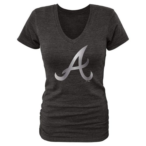 Women's Atlanta Braves Fanatics Apparel Platinum Collection V-Neck Tri-Blend T-Shirt Black Women's Atlanta Braves Fanatics Apparel Platinum Collection V-Neck Tri-Blend T-Shirt Black