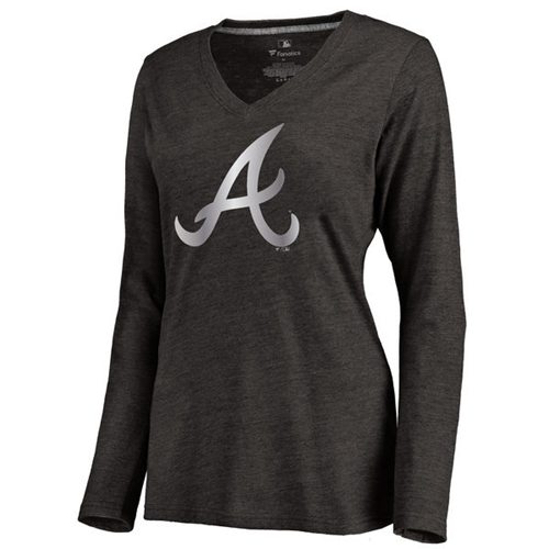 Women's Atlanta Braves Platinum Collection Long Sleeve V-Neck Tri-Blend T-Shirt Black Women's Atlanta Braves Platinum Collection Long Sleeve V-Neck Tri-Blend T-Shirt Black