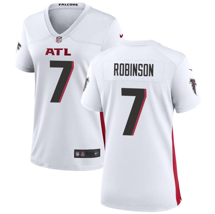 Women's Atlanta Falcons #7 Bijan Robinson White Stitched Jersey(Run Small) Women's Atlanta Falcons #7 Bijan Robinson White Stitched Jersey(Run Small)