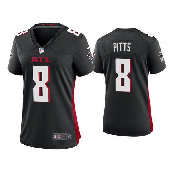 Women's Atlanta Falcons #8 Kyle Pitts New Black Stitched Jersey(Run Small) Women's Atlanta Falcons #8 Kyle Pitts New Black Stitched Jersey(Run Small)