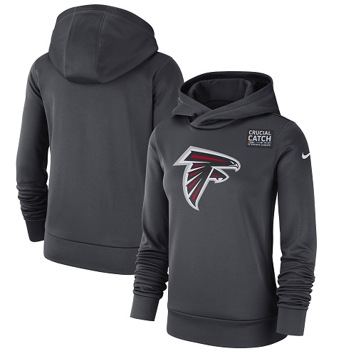 Women's Atlanta Falcons Nike Anthracite Crucial Catch Performance Pullover Hoodie Women's Atlanta Falcons Nike Anthracite Crucial Catch Performance Pullover Hoodie