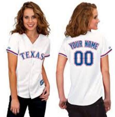 Women's Authentic Custom Texas Rangers Home White Baseball Stitched Jersey Women's Authentic Custom Texas Rangers Home White Baseball Stitched Jersey