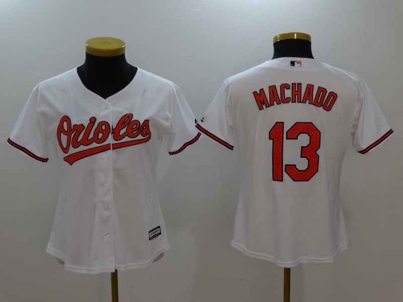 Women's Baltimore Orioles #13 Manny Machado White Cool Base Stitched Jersey Women's Baltimore Orioles #13 Manny Machado White Cool Base Stitched Jersey