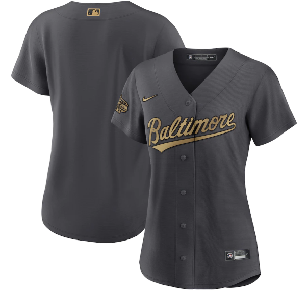 Women's Baltimore Orioles Blank 2022 All-Star Charcoal Stitched Baseball Jersey(Run Small) Women's Baltimore Orioles Blank 2022 All-Star Charcoal Stitched Baseball Jersey(Run Small)