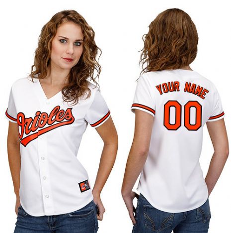 Women's Baltimore Orioles Home White Customized Jersey Women's Baltimore Orioles Home White Customized Jersey